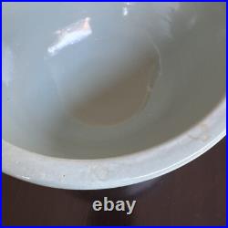 Vintage Rare York Pfaltzgraff Stoneware Pottery Blue Ribbed Mixing Dough Bowl