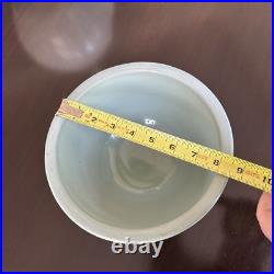 Vintage Rare York Pfaltzgraff Stoneware Pottery Blue Ribbed Mixing Dough Bowl