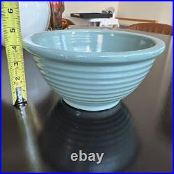 Vintage Rare York Pfaltzgraff Stoneware Pottery Blue Ribbed Mixing Dough Bowl