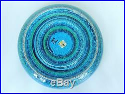 Vintage Raymor Bitossi Italy art pottery Midcentury modern 14 Bowl Rimini blue