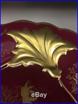 Vintage Red Gold Weimar Jutta Porzellan Platter Porcelain Plate Dish Bowl 692 74