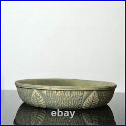 Vintage Red Wing Pottery 10 USA Green Leaf Textured Console Bowl Planter