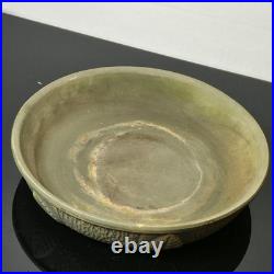 Vintage Red Wing Pottery 10 USA Green Leaf Textured Console Bowl Planter