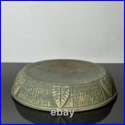 Vintage Red Wing Pottery 10 USA Green Leaf Textured Console Bowl Planter