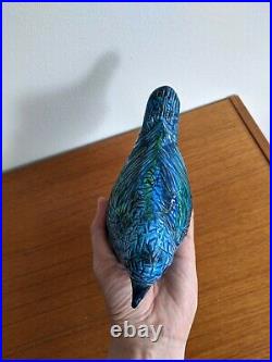 Vintage Rimini Blue Turquoise ALDO LONDI Bird Bitossi Italy MCM 20 cm w Sticker