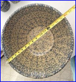 Vintage Robinson Ransbottom Pottery 15in. 10 Quart Large Spongeware Bowl