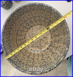 Vintage Robinson Ransbottom Pottery 15in. 10 Quart Large Spongeware Bowl