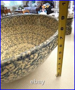 Vintage Robinson Ransbottom Pottery 15in. 10 Quart Large Spongeware Bowl