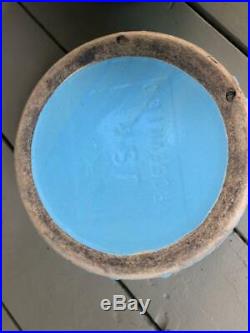 Vintage Robinson Ransbottom Pottery ROSEVILLE OH Dog Bowl BLUE XLarge ONE PAIR