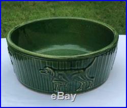 Vintage Robinson Ransbottom Pottery Roseville O Dog Bowl Green Feeder XLarge