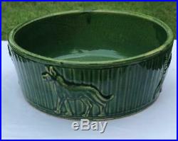 Vintage Robinson Ransbottom Pottery Roseville O Dog Bowl Green Feeder XLarge