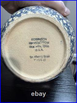 Vintage Robinson Ransbottom RRP Blue Spongeware Mixing Bowl Set Roseville OH