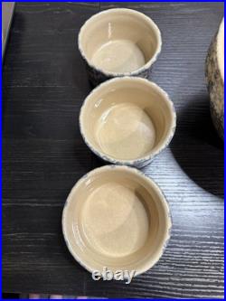 Vintage Robinson Ransbottom RRP Blue Spongeware Mixing Bowl Set Roseville OH