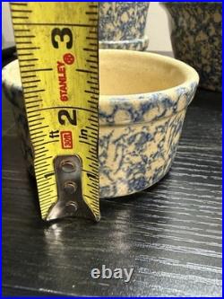 Vintage Robinson Ransbottom RRP Blue Spongeware Mixing Bowl Set Roseville OH