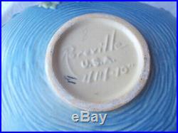 Vintage Roseville 2 Handled BUSHBERRY Centerpiece Console Bowl Blue 414-10
