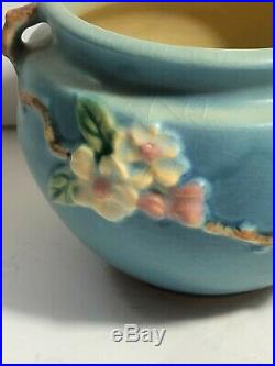 Vintage Roseville Apple Blossom Jardiniere Planter Bowl 300-4 (Blue) Nice