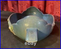 Vintage Roseville Art Pottery Blue Snowberry Console Bowl 1bl2-12