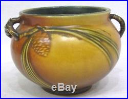 Vintage Roseville Art Pottery Brown Pinecone Bowl Vase 632-4 Circa 1931