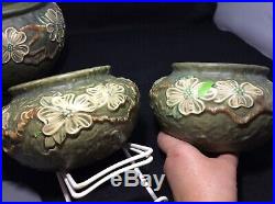 Vintage Roseville Art Pottery Dogwood Textured 3 Pc set Vases Planters Bowls