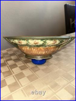 Vintage Roseville Dahlrose Brown Green Art Pottery Console Bowl 1930s