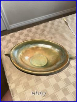 Vintage Roseville Dahlrose Brown Green Art Pottery Console Bowl 1930s