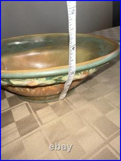 Vintage Roseville Dahlrose Brown Green Art Pottery Console Bowl 1930s
