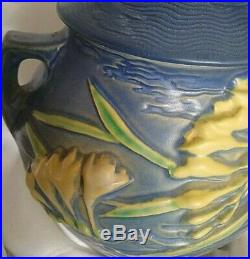 Vintage Roseville Freesia Blue Cookie Jar Handles/ Lid 4-8 Planter Vase Bowl USA