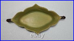 Vintage Roseville Pottery Apple Blossom #331-12 Console Bowl Green 15 1/4