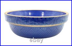 Vintage Roseville Pottery Co Blue Glazed Ceramic Bowl With Embossed Design