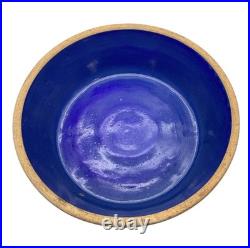 Vintage Roseville Pottery Co Blue Glazed Ceramic Bowl With Embossed Design