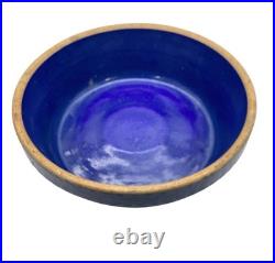Vintage Roseville Pottery Co Blue Glazed Ceramic Bowl With Embossed Design