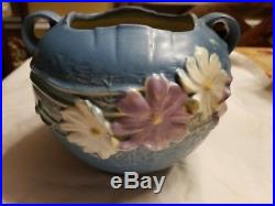 Vintage Roseville Pottery Cosmos Blue Bowl #376-6
