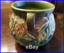Vintage Roseville Pottery Double-Handled Blackberry Vase #567-4 Green 4 Tall 33