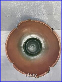 Vintage Roseville Pottery Handled Bowl/ White Rose