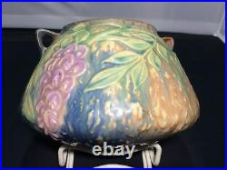 Vintage Roseville Pottery Wisteria Blue 242-4 Rose Bowl Vase Planter VGUC