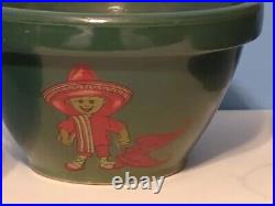 Vintage Roseville Robinson Ransbottom Pottery 3 Crock Bowls Latin Boy Taco Salsa