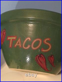 Vintage Roseville Robinson Ransbottom Pottery 3 Crock Bowls Latin Boy Taco Salsa