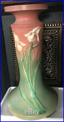 Vintage Roseville USA Large Pink Jardiniere Pedestal Pottery Iris Bowl 21 Tall