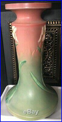 Vintage Roseville USA Large Pink Jardiniere Pedestal Pottery Iris Bowl 21 Tall