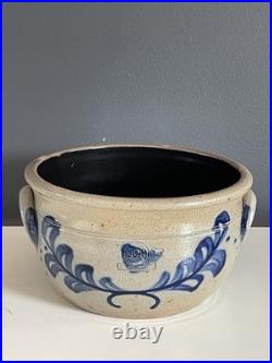 Vintage Rowe Pottery Works Cambridge WI Blue Heart Stoneware Bowl Crock Mug Lot