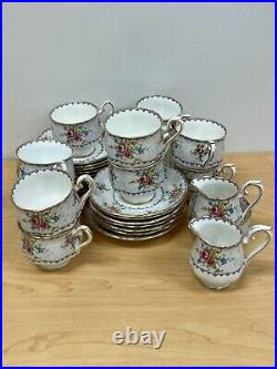 Vintage Royal Albert Petit Point set, teapot, tea cups, saucers, trivet