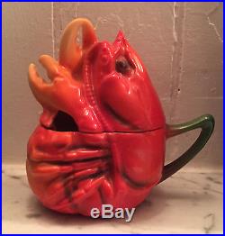 Vintage Royal Bayreuth German Porcelain Lobster Mustard Pot Jam Jar Sugar Bowl