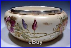 Vintage Royal Bonn Germany Big Round Porcelain Bowl withMetal Ring 10 D x 4 T