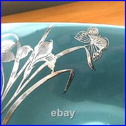 Vintage Royal Haeger Art Nouveau Turquoise Sterling Silver Overlay 17 Long Bowl