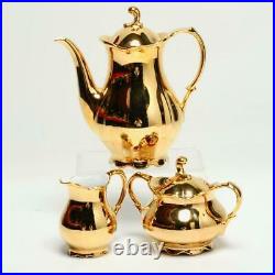 Vintage Rudolf Wachter Bavaria, Gold Glaze Teapot, Creamer & Sugar Bowl Set