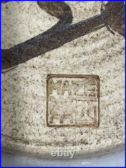 Vintage Ruthann Maze Studio Art Pottery Bowl 7.5 D withHand Painted Iris Design