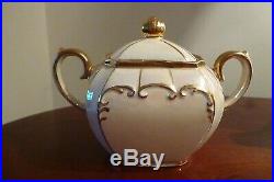 Vintage SADLER teapot cream lustre CUBE shaped + jug & lidded sugar bowl- 2 pint