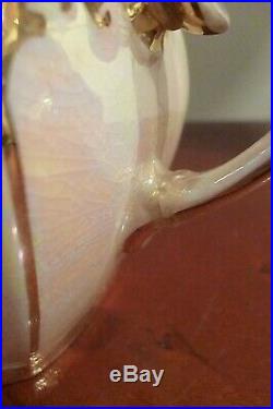 Vintage SADLER teapot cream lustre CUBE shaped + jug & lidded sugar bowl- 2 pint
