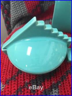 Vintage SALINS STUDIO France Art Deco Teal Teapot Withcream & Sugar Bowl