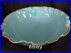 Vintage SARREGUEMINES Large 2pc Blue Enameled Wash Basin Bowl & Floral Pitcher
